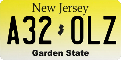 NJ license plate A32OLZ
