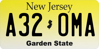 NJ license plate A32OMA