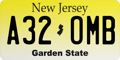NJ license plate A32OMB