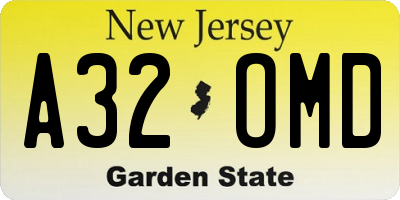 NJ license plate A32OMD