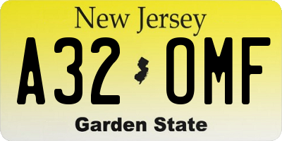 NJ license plate A32OMF