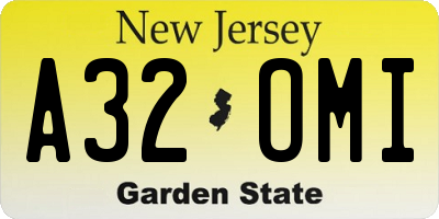 NJ license plate A32OMI