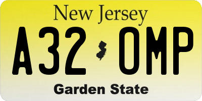 NJ license plate A32OMP