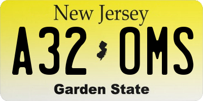 NJ license plate A32OMS