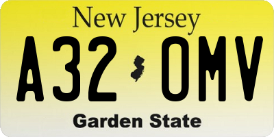 NJ license plate A32OMV