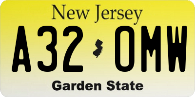 NJ license plate A32OMW