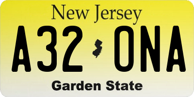 NJ license plate A32ONA