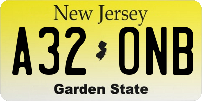 NJ license plate A32ONB