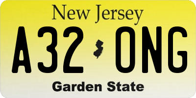 NJ license plate A32ONG