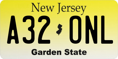 NJ license plate A32ONL