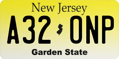 NJ license plate A32ONP