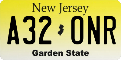 NJ license plate A32ONR