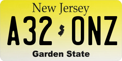 NJ license plate A32ONZ