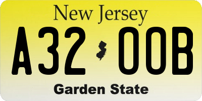 NJ license plate A32OOB