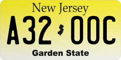NJ license plate A32OOC