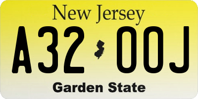 NJ license plate A32OOJ