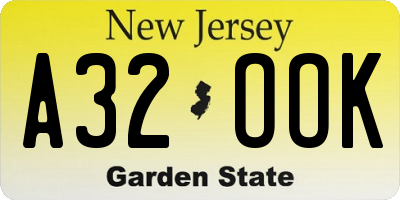 NJ license plate A32OOK