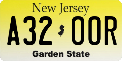 NJ license plate A32OOR