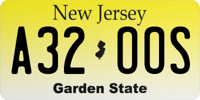 NJ license plate A32OOS