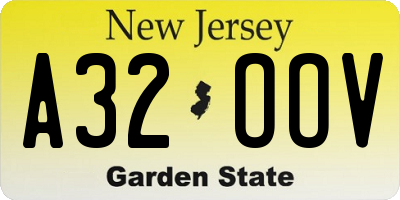 NJ license plate A32OOV