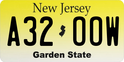 NJ license plate A32OOW