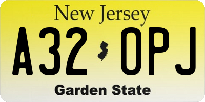 NJ license plate A32OPJ