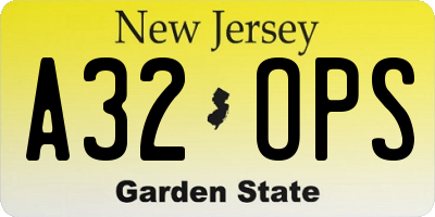 NJ license plate A32OPS