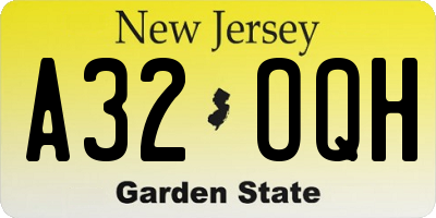 NJ license plate A32OQH