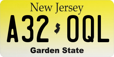 NJ license plate A32OQL