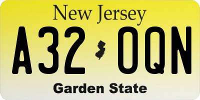 NJ license plate A32OQN
