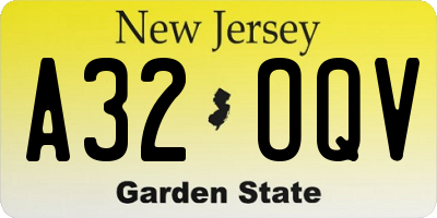 NJ license plate A32OQV