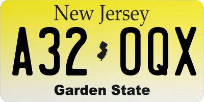 NJ license plate A32OQX