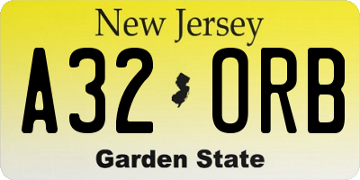 NJ license plate A32ORB