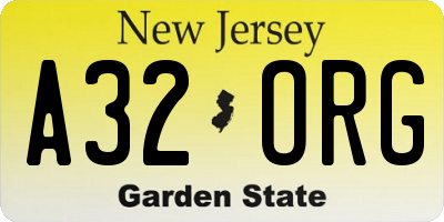 NJ license plate A32ORG