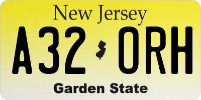 NJ license plate A32ORH