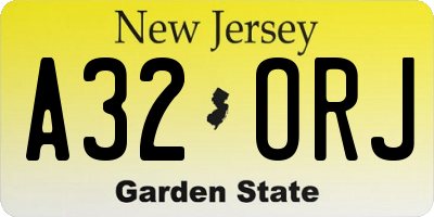 NJ license plate A32ORJ