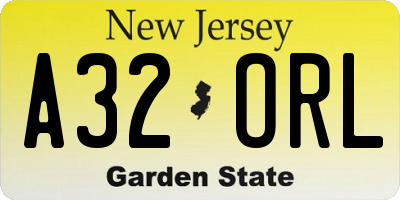 NJ license plate A32ORL