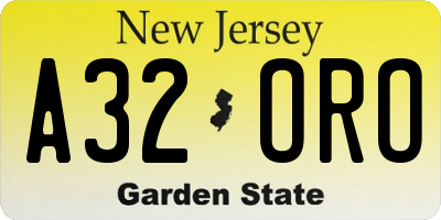 NJ license plate A32ORO