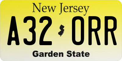 NJ license plate A32ORR