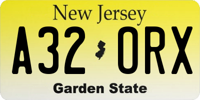 NJ license plate A32ORX