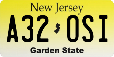 NJ license plate A32OSI