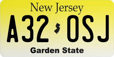 NJ license plate A32OSJ