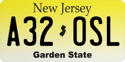NJ license plate A32OSL