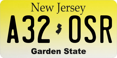 NJ license plate A32OSR