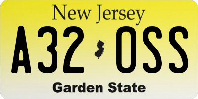 NJ license plate A32OSS