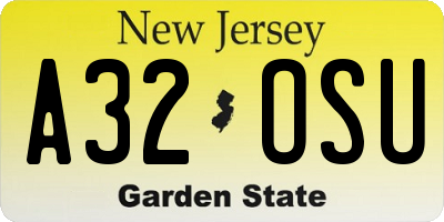 NJ license plate A32OSU