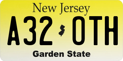 NJ license plate A32OTH
