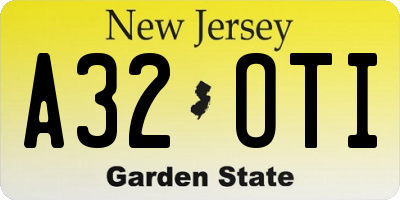 NJ license plate A32OTI
