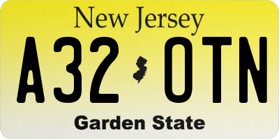 NJ license plate A32OTN