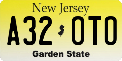 NJ license plate A32OTO